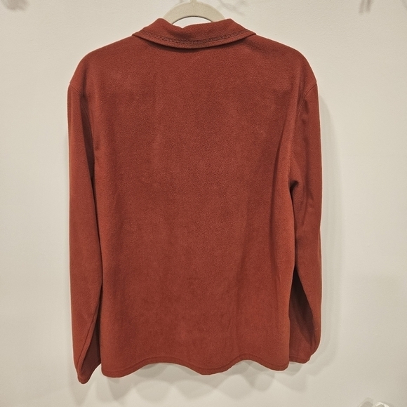 Eddie Bauer Men's Fleece Jacket Size L Orange Quarter Zip Pullover Sweater - Picture 2 of 3